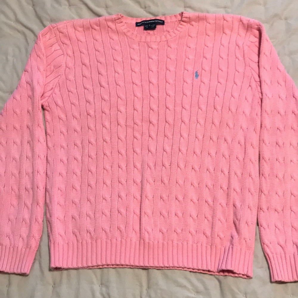 Pink Ralph Lauren cable knit sweater